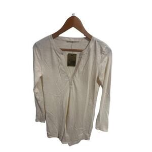 Peruvian‎ Connection Eggshell Cream Essaquira Tunic Women's Blouse Shirt XS